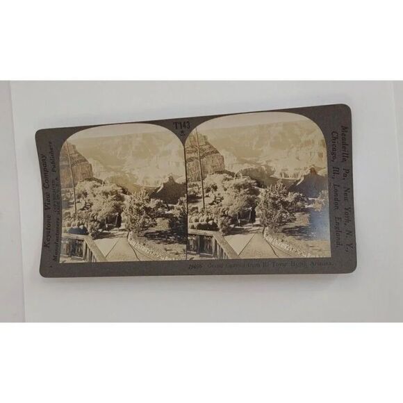 Antique 1920s Vista Of The Grand Canyon, Rim Trail, Arizona Stereoview Card - Picture 2 of 8